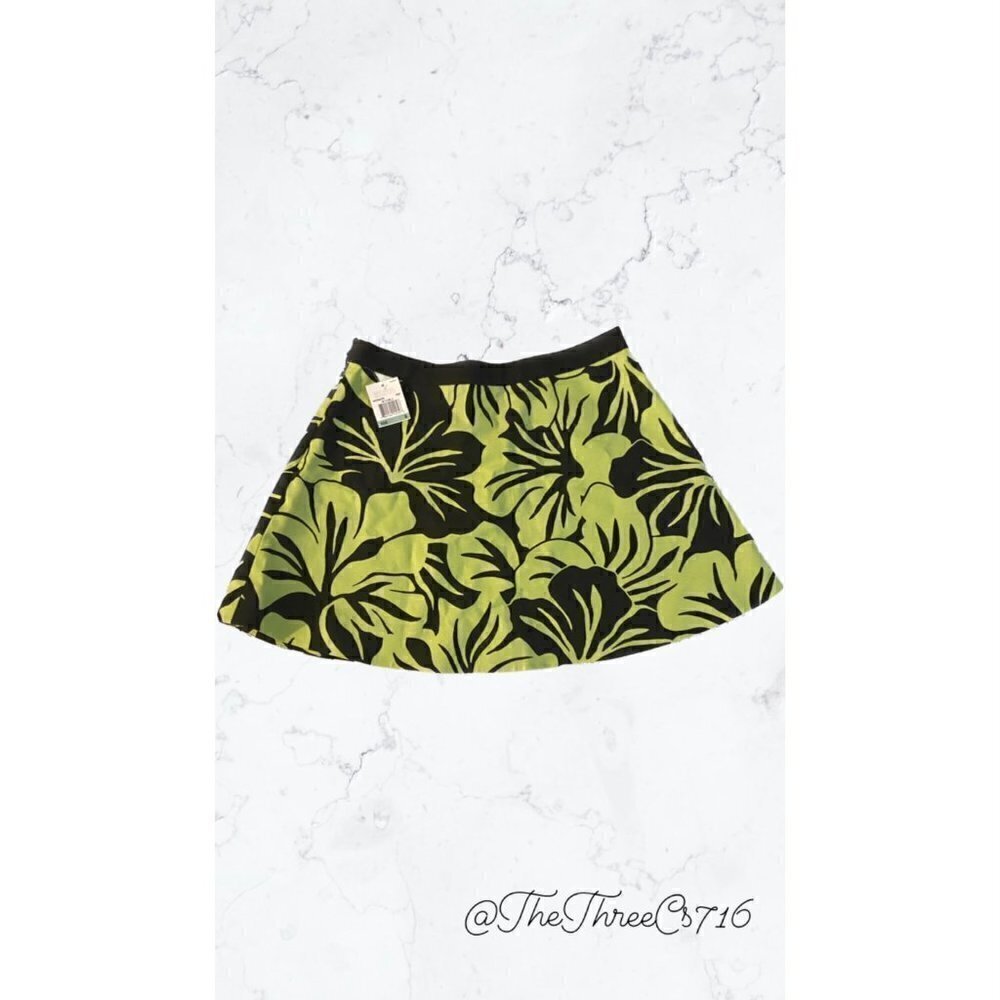 Michael Kors Lime Green and Black Mini Skirt Size 8 NWT